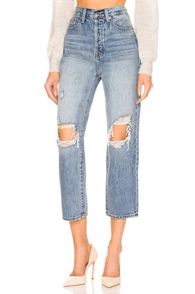 Pistola Cassie Super High Rise Straight Crop Jean In Blossom Distressed In Blue