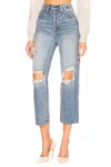 PISTOLA CASSIE SUPER HIGH RISE STRAIGHT CROP JEANS IN BLOSSOM DISTRESSED