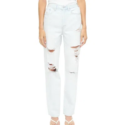 Pistola Cassie Super High Rise Straight Crop Jeans In Sunfaded Distressed In White
