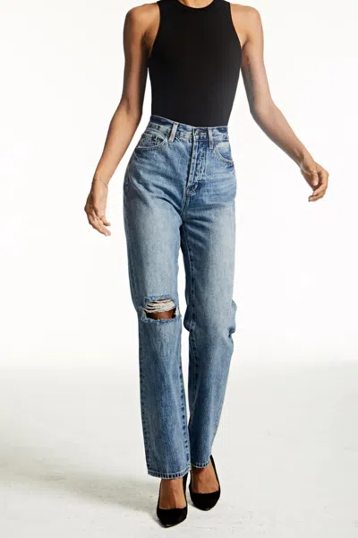 Pistola Cassie Super High Rise Straight Jean In Medium Wash In Blue