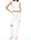 Pistola Cassie Super High Rise Straight Leg Denim In Sunfaded Distressed In Multi