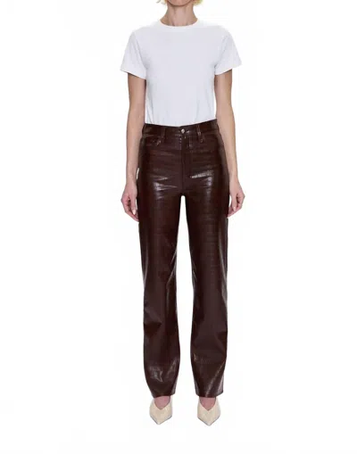 Pistola Cassie Super High Rise Straight Pant In Brown Croc In White