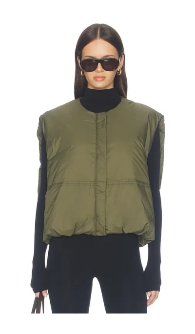 Pistola Catarina Nylon Puffer Vest Jacket In Green