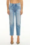 Pistola Charlie High Rise Classic Straight Ankle Jeans In Spruce In Gray