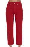 Pistola Charlie High Rise Classic Straight Jean In Red In Red
