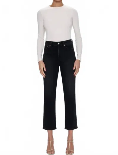 Pistola Charlie High Rise Classic Straight Jeans In Dark Midnight In White