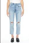 Pistola Monroe High Rise Slim Cigarette Jeans In Dune Distressed In Blue