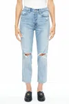 Pistola Monroe High Rise Slim Cigarette Jeans In Dune Distressed In Blue