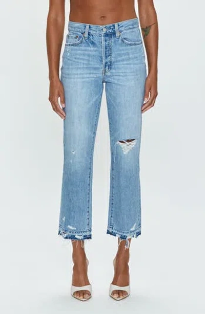 Pistola Charlie High Waist Crop Straight Leg Jeans In Scenic Distressed