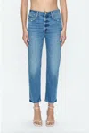 Pistola Charlie High Waist Frayed Ankle Straight Leg Jeans In Multi