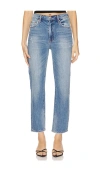 Pistola Ally Raw Step Hem High Waist Crop Bootcut Jeans In Blue