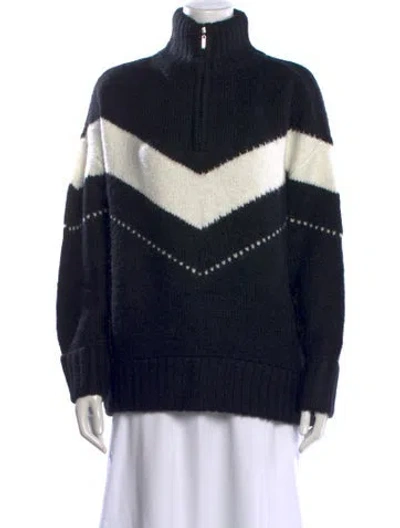 Pre-owned Pistola Colorblock Pattern Mock Neck Sweater In Black