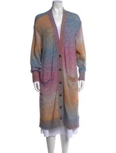 Pre-owned Pistola Colorblock Pattern Open Front Sweater In Purple