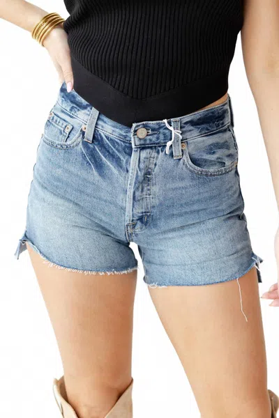 Pistola Connor High Rise Vintage Shorts In Cobblestone In Blue
