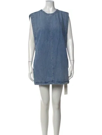 Pre-owned Pistola Crew Neck Mini Dress In Blue