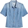 Pistola Cyndi Short Sleeve Denim Button-up Shirt In Palo Alto
