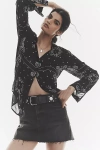 Pistola Daisy Denim Mini Skirt In Black