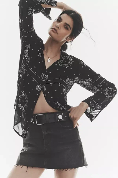 Pistola Daisy Denim Mini Skirt In Black