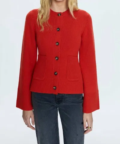 Pistola Dani Cinched Waist Cardigan In Rouge In Multi