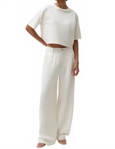 Pistola Delphine Pleated Wide Leg Jeans In Off White