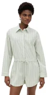 Pistola Denim Amelie Romper Pistachio Stripe In Pistachio Stripe