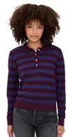 Pistola Denim Greta Top Claret Azure Stripe In Burgundy