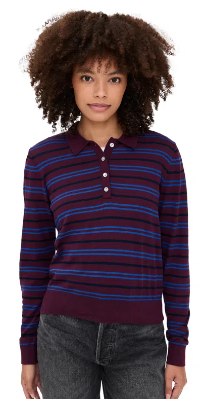 Pistola Denim Greta Top Claret Azure Stripe In Burgundy