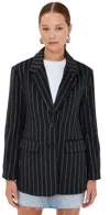 PISTOLA DENIM JANE BLAZER CHARCOAL CHALK STRIPE