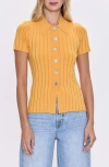 Pistola Dominque Rib Short Sleeve Button-up Shirt In Yellow