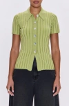 Pistola Dominque Rib Short Sleeve Button-up Shirt In Green