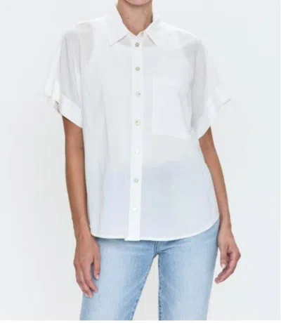PISTOLA DONNIE SHORT SLEEVE BUTTON UP TOP IN LE BLANC