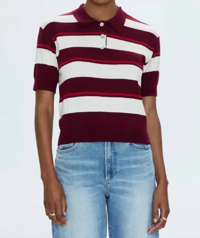 Pistola Drea Short Sleeve Cropped Polo In Butter-soft In Burgundy