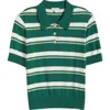 Pistola Drea Stripe Cotton Sweater Polo In Emerald Stripe