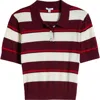 Pistola Drea Stripe Cotton Sweater Polo In Ruby Sangria Stripe