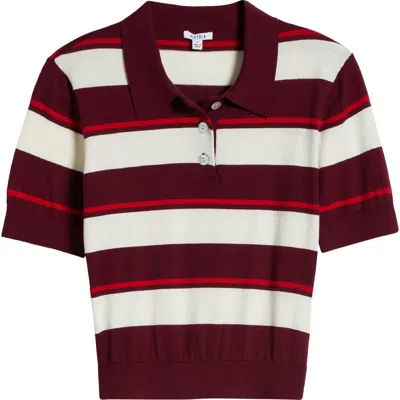 Pistola Drea Stripe Cotton Sweater Polo In Ruby Sangria Stripe