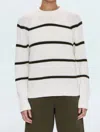 Pistola Edie Raglan Crewneck Sweater In Olive Stripe In Multi