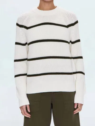 PISTOLA EDIE RAGLAN CREWNECK SWEATER IN OLIVE STRIPE