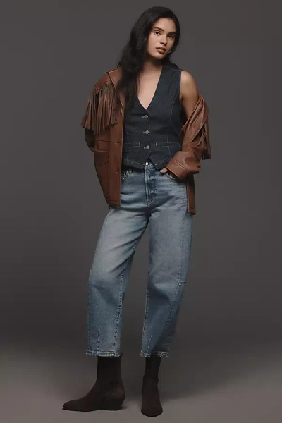 Pistola Eli High-rise Taper Barrel Crop Jeans In Blue