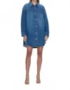 Pistola Elle Denim Mini Shirt Dress In Karat In Blue