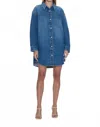 Pistola Elle Denim Shirt Mini Dress In Karat In Blue