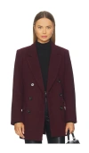 Pistola Emory Short Double Breasted Wool Coat In Burgundy