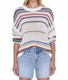Pistola Eva Rib Knit Frayed Edge Cotton Sweater In Multi