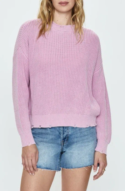 Pistola Eva Shaker Stitch Cotton Crewneck In Pink