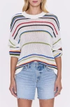 Pistola Eva Rib Knit Frayed Edge Cotton Sweater In Multi