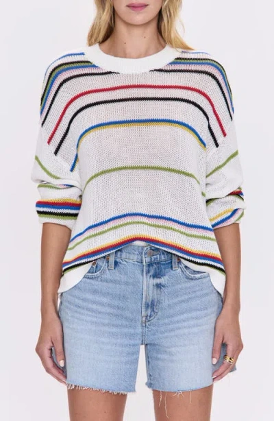 Pistola Eva Rib Knit Frayed Edge Cotton Sweater In Multi