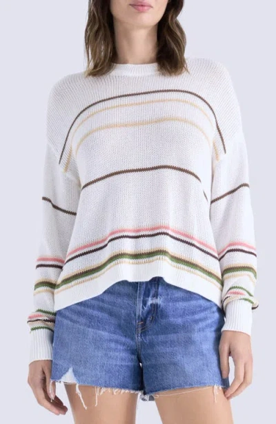 Pistola Eva Rib Knit Frayed Edge Cotton Sweater In White