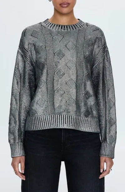PISTOLA PISTOLA EVERLY FOIL ACCENT COTTON CREWNECK SWEATER