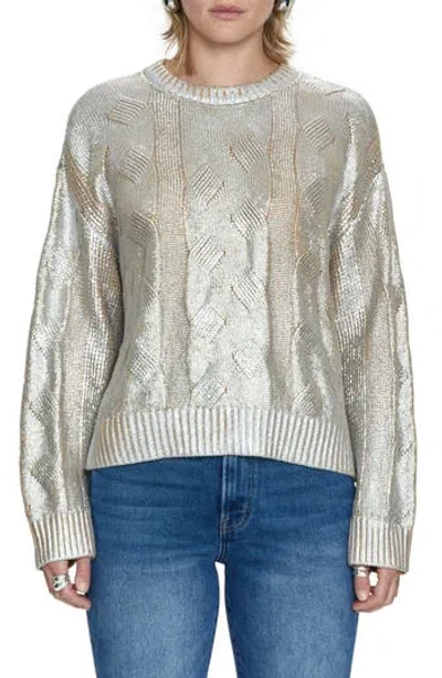 Pistola Everly Foil Accent Cotton Crewneck Sweater In Silver