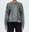 Pistola Everly Foil Accent Cotton Crewneck Sweater In Gray