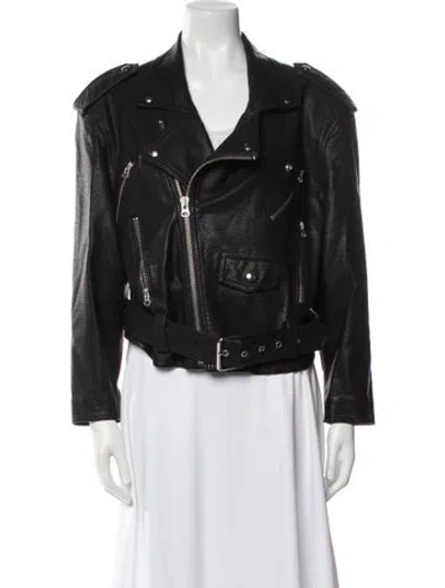 Pre-owned Pistola Faux Leather Biker Jacket In Black